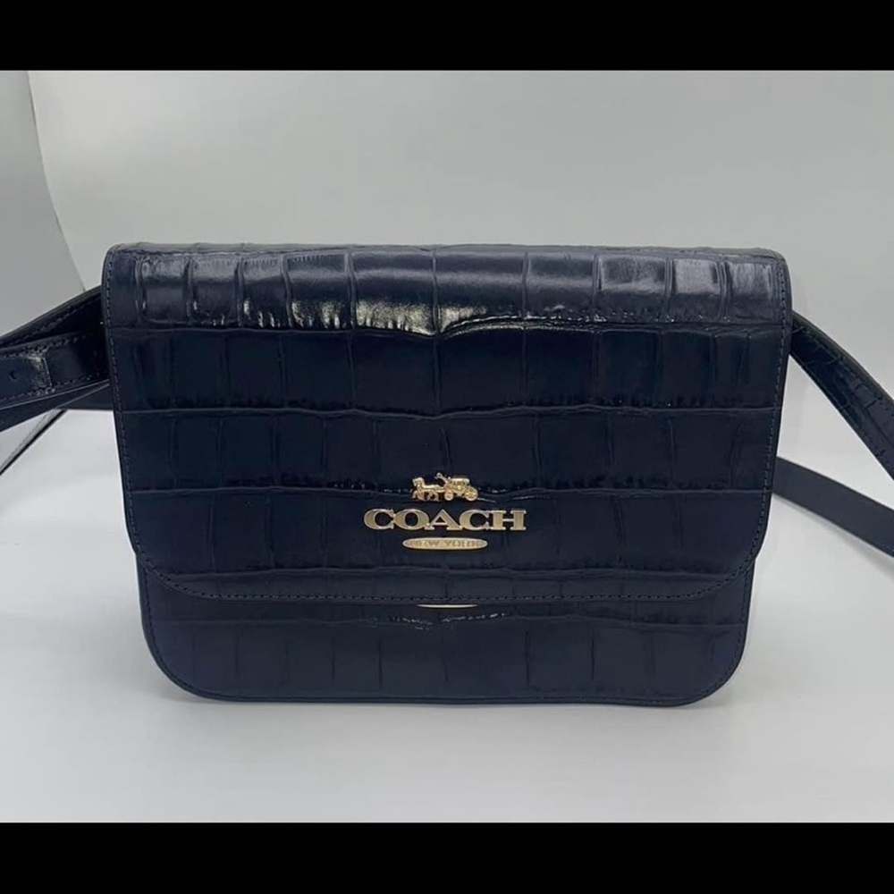 Coach Brynn Flap Crocodile Embossed and Smooth Leather Crossbody Bag NWT